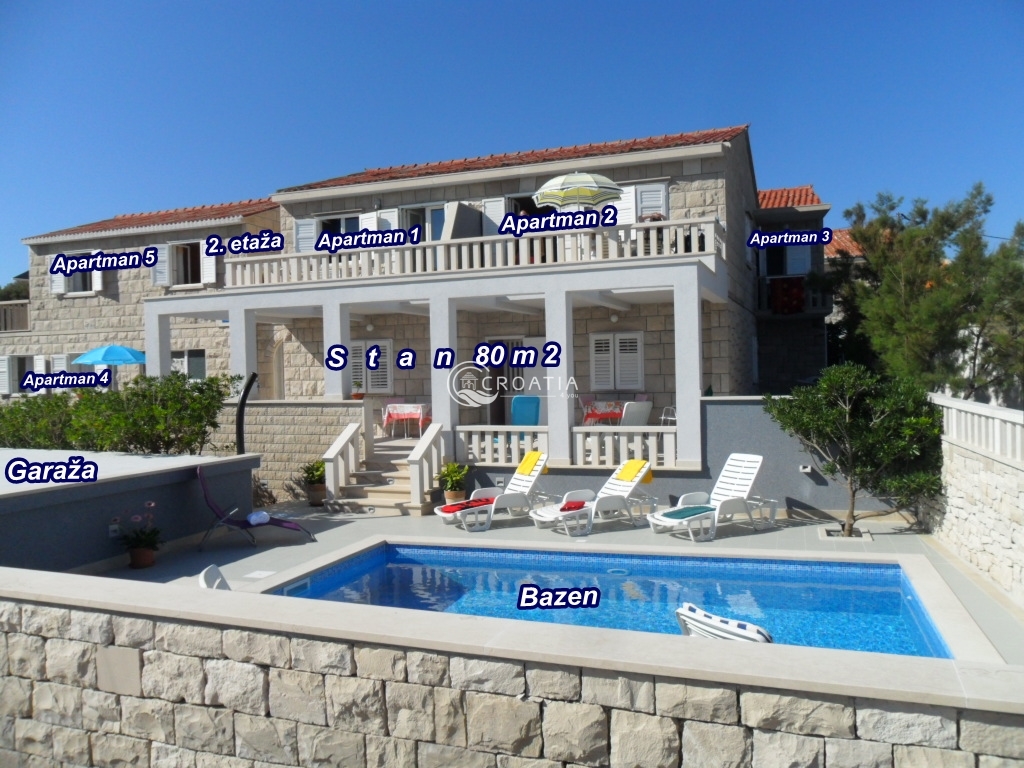 Apartment house 15m from the sea on island Brač